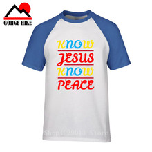 2019 Know Jesus Know Peace Christian T-Shirts Men's God Soft Tee Shirt 100% Cotton Brand T Shirt Short-Sleeved Plus Size Special 2024 - buy cheap