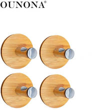 OUNONA 4 Pcs Notchy Adhesive For Clothes Towel Holder For Home Kitchen Hooks Bamboo Wood & Stainless Steel Wall Hangers 2024 - buy cheap