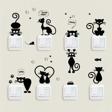 Lovely Cat Light Switch Phone Wall Stickers For Kids Rooms Diy Home Decoration Cartoon Animals Wall Decals Pvc Mural Art 2024 - buy cheap