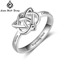 Personalized Celtics Knot Ring Love Heart Engraved 2 Names Trinity Triquetra Charms Custom Jewelry Gift for Women (Lam Hub Fong) 2024 - buy cheap