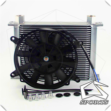 AN10 Universal 28 Row Engine Female 7/8-14 Oil Cooler + 7" Electric Fan Silver 2024 - buy cheap