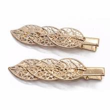 Round Leaves Bobby Pin Metal Gold Color Leaf Hair Clip Rhinestone Hair Barrette Hairpin For Girls Women Hair Jewelry Accessories 2024 - buy cheap