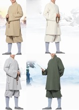 Unisex ALL Seasons monk suit rohan arhat garment zen buddhist lay meditation uniforms shaolin monks kungfu clothing green/khaki 2024 - buy cheap