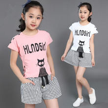 Children's Sets Girls Clothing Set Kids 2017 new Shorts Big Girl Child Shorts Cartoon Tshirt+Shorts Girl Pants For Kid 5to10 yrs 2024 - buy cheap