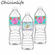 Chicinlife 24Pcs Mermaid Water Bottle Wraps Stickers Birthday Party Decoration Baby Shower Under The Sea Mermaid Party Supplies 2024 - buy cheap