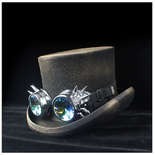 Fashion Retro Steampunk Top Hat With Gear Glasses Lady Visor Cap Dad 100% Wool Fedora Magician Party Hat 2024 - buy cheap