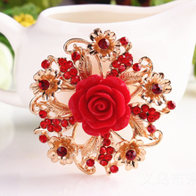 OneckOha Fashion Resin Rose Flower Brooch Pin Birthday Gift Rhinestone Wedding Bridal Brooch 2024 - buy cheap