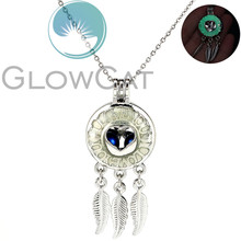 Green Luminous LOVE YOU Dream Catcher Beads Pearl Cage Locket Pendant Perfume Diffuser Glow in Dark Necklace KK1033 2024 - buy cheap