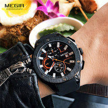 MEGIR мужские спортивные часы с хронографом, силиконовый ремешок, кварцевые армейские военные часы, мужские часы, лучший бренд, Роскошные мужские часы 2022 - купить недорого
