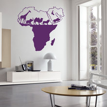 Pegatina de vinilo la naturaleza salvaje, mapa del mundo Animal de áfrica casa decoración de pared de sala de estar decorada Mural de la pared de W-56 2024 - compra barato