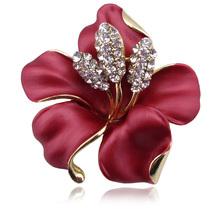 2016 Hot Enamel Brooch Crystal Lily Flower Brooches Wedding Bridal Top Quality Brooch Pins Vintage Jewelry Accessories For Women 2024 - buy cheap