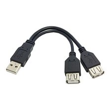 USB 2.0 Um plug Macho para 2 dual USB Um conector Fêmea cabo adaptador # DY153 2024 - compre barato