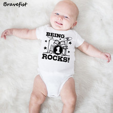 Fashion Drum Print Newborn Bodysuits Summer Clothes For Boys Girls Toddler Jumpsuits ROCKS Letters Infant Onesie Outwear 2024 - buy cheap