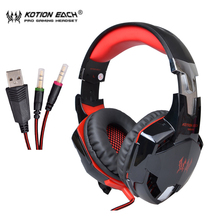 Kotion each-headphone para jogos g2000, fones de ouvido estéreo, hifi, com microfone, luz led, brilha, música 2024 - compre barato