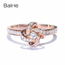 Baihe anel de diamantes cor sólida 14k 0.45ct h/si, joias finas em ouro rosê, diamantes naturais para casamento e tendências 2024 - compre barato