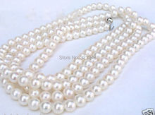 Fashion free shipping 5-6mm natural white freshwater cultured pearl beads necklace women hot sale fashion jewelry 54inch BV30 2024 - buy cheap