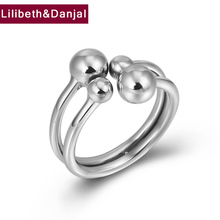 Fashion Ring 100% Real 925 Sterling Silver Fine Jewelry For Women Smooth Bead Opening Ladies Gift Ring 2018 LOVE R136 2024 - buy cheap