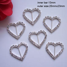 (J0059) 13mm inner bar heart rhinestone buckle(with 23pcs crystals),big size 2024 - buy cheap