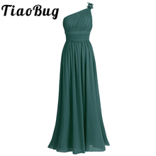 TiaoBug One Shoulder Bridesmaid Dress Summer Chiffon Beach Wedding Party Gowns Prom Long Bridesmaid Maxi Tulle Lace Dresses 2024 - buy cheap