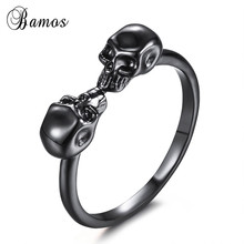 Bamos Hip-Hop Male Female Black Skull Ring Fashion Gold Filled Jewelry Vintage Wedding Rings For Men And Women 2024 - buy cheap