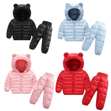 Conjunto de ropa para bebés, chaqueta fina con capucha para otoño e invierno, conjunto de chaqueta de plumón para niñas pequeñas, ropa de abrigo, 2 uds. 2024 - compra barato