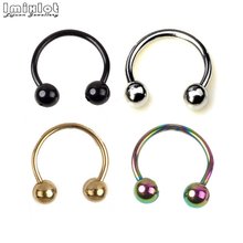 5Pcs Titanium Anodized Circular Barbell Horseshoe Ring Nose Hoop Ear Cartilage Tragus Piercing Labret Ring For Unisex Jewelry 2024 - buy cheap