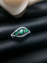 Natural emerald ring Free shipping 925 sterling silver  Fine jewelry 2024 - buy cheap