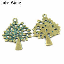 Julie Wang 16PCS Small Trees Charms Antique Green Life Tree Alloy Necklace Pendant Bracelet Jewelry Making Keychain Accessory 2024 - buy cheap