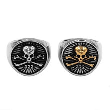 Wholesale 322 Pirate Skull Ring Stainless Steel Jewelry Vintage the Order of Death Mens Rings 872B 2024 - buy cheap