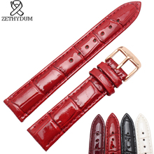 High gloss paint Watchband  Quality Genuine leather watch strap 14 16 18 20mm Red white purple black For Women watch accessories 2024 - buy cheap