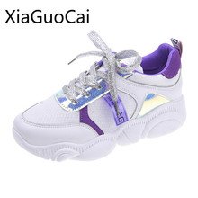 Фиолетовая модная женская повседневная обувь на платформе; модная обувь на плоской подошве; повседневные женские кроссовки в студенческом стиле 2024 - купить недорого