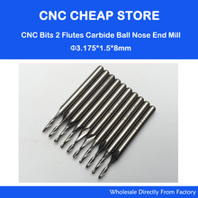 10pcs/Lot  3.175x1.5x8mm 2 Flutes Ball Nosed End Mill, CNC Router Bits, Milling Cutters, Solid Carbide, Cutting Tools 2024 - buy cheap