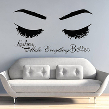 Eyelash Wall Decal Long Lashes Wall Sticker Beauty Salon Decoration Eyelashes Quote Wall Art Mural Vinyl Eyelash Sticker AY1194 2024 - buy cheap