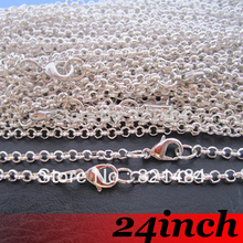 Brilhante banhado a prata 100pcs 3mm 24 polegadas colar de corrente rolo achados de joias 2024 - compre barato