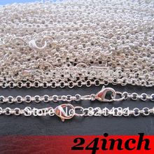 Collar de cadena Rolo de 3mm y 24 pulgadas, plata brillante plateada, 100 Uds. 2024 - compra barato