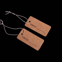 Mini etiquetas de papel Kraft marrón con cuerda elástica, etiqueta de precio para joyería hecha a mano, etiquetas colgantes de joyería, 2x4cm 2024 - compra barato