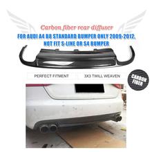 Carbon Fiber Rear Bumper Lip Diffuser Spoiler For Audi A4 B8 Standard Sedan 2009 - 2012 Four Outlet Rear Bumper Guard 2024 - buy cheap