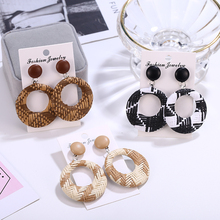 ew Bohemian Wooden Rattan Knit Drop Earrings For Women Lady Fashion Geometric Dangle Earrings Party Statement 2019 Jewelry 2024 - buy cheap