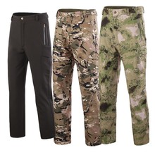 Outdoor Men Thick Warm Fleece Softshell Pants Camping Hiking Skiing Waterproof Windproof Tactical Training Military Fan Trousers 2024 - compre barato