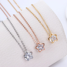 Rose gold color stainless steel star pendant necklace women bijoux, cute crystal statement necklaces fashion jewelry neckless 2024 - buy cheap