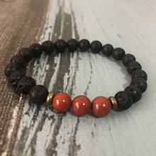 J-asper-pulsera elástica para hombre, de 8MM, piedra roja 2024 - compra barato