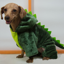 Imagem do dinossauro cosplay traje do cão de estimação roupas para cães macio outono inverno quente hoodies para cães pequenos XS-XL 2024 - compre barato