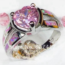 SHUNXUNZE обручальные кольца ювелирные изделия Сердце Любовь для женщин карьерный морганит розовый кубический цирконий и розовый опал родиевое покрытие R603 R604 2024 - купить недорого