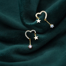 MloveAcc 100% 925 Solid Sterling Silver Women Fashion Heart Star Charm Stud Earrings Friendship Gift Teen Girls 2024 - buy cheap