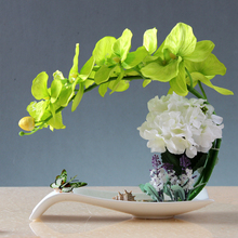 European Ceramic Figurines Phalaenopsis Fake Flower Potted Plant Set Home Livingroom Porch Table Bonsai Ornaments Decoration 2024 - buy cheap
