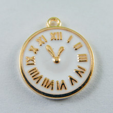 20pcs/lot Gold tone Enamel-sided small clock  Alloy Charms pendants Fashion Jewelry finding Fine Jewelry making  for necklace 2024 - compra barato
