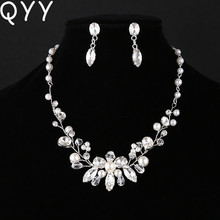 QYY Newest Classic Bridal Jewelry Sets Handmade Austrian Crystal Wedding Earrings Necklace Set for Bride Bridesmaids 2024 - buy cheap