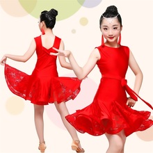 lace ballroom latin practice wear modern dance dress girl competition for children kid skirt salsa tango samba dancewear cha cha 2024 - buy cheap