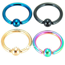 (Min. order $10) Free Shipping Body Piercing Jewelry Steel 14 Gauge Titanium Anodized Captive Ring BCR 1.6*10*4mm Mixed Colors 2024 - buy cheap