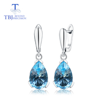 TBJ,Water Drop 13ct Genuine Sky blue topaz concave cut good clasp Earrings Pure 925 Sterling Silver Fine Jewelry For Women gift 2024 - buy cheap